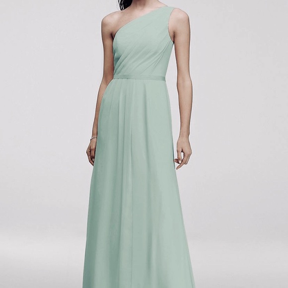 sage green one shoulder dress